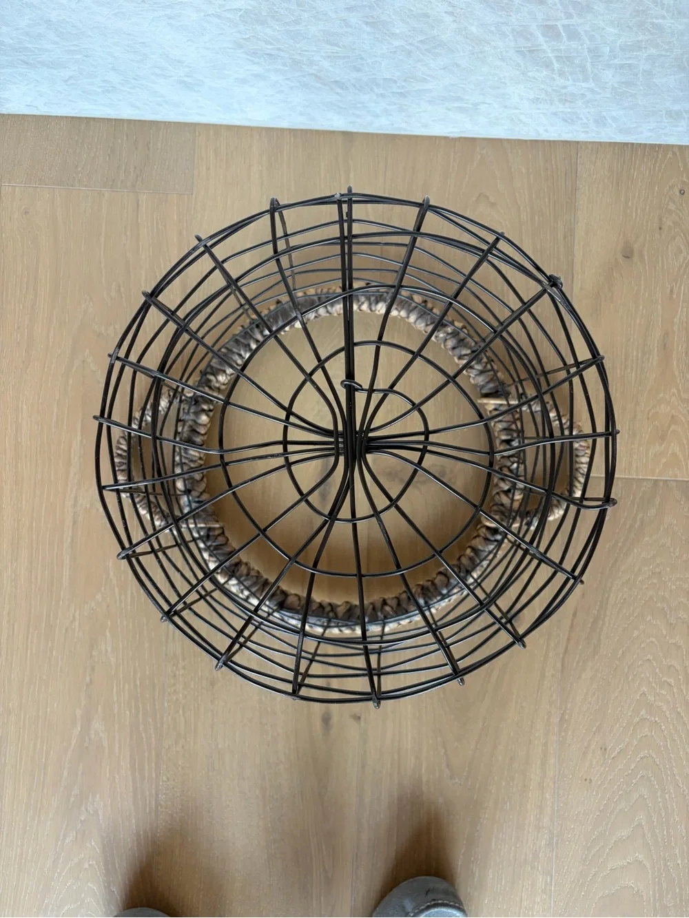 Pottery Barn Woven Handle Wire Storage Basket, Excellent Condition